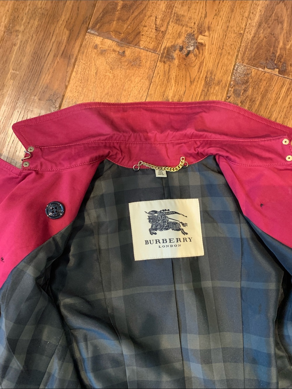 Burberry Burgundy/Merlot Double-Breasted Trench Coat - Picture 16 of 16
